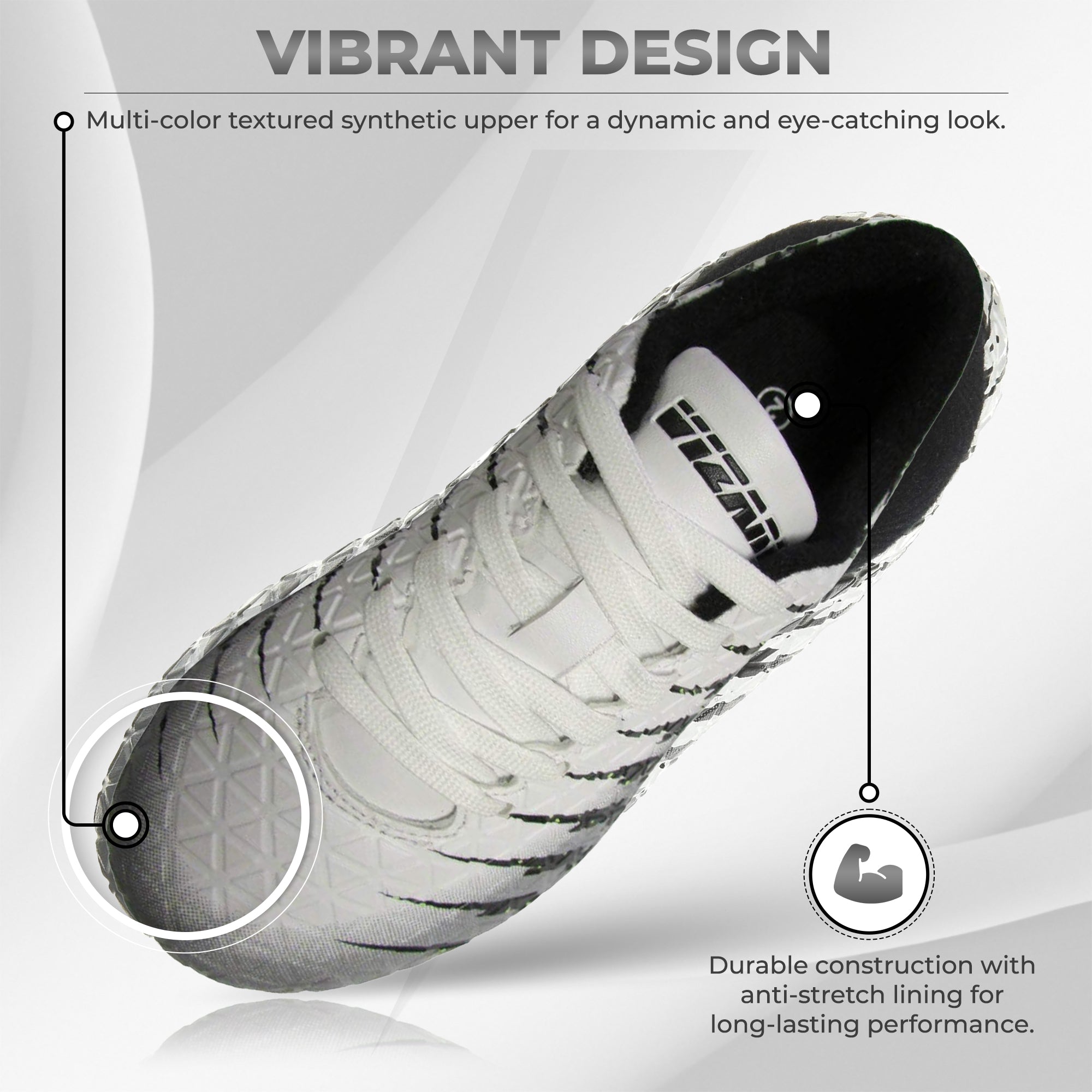 Bolt Firm Ground Soccer Shoes -White/Black/Silver