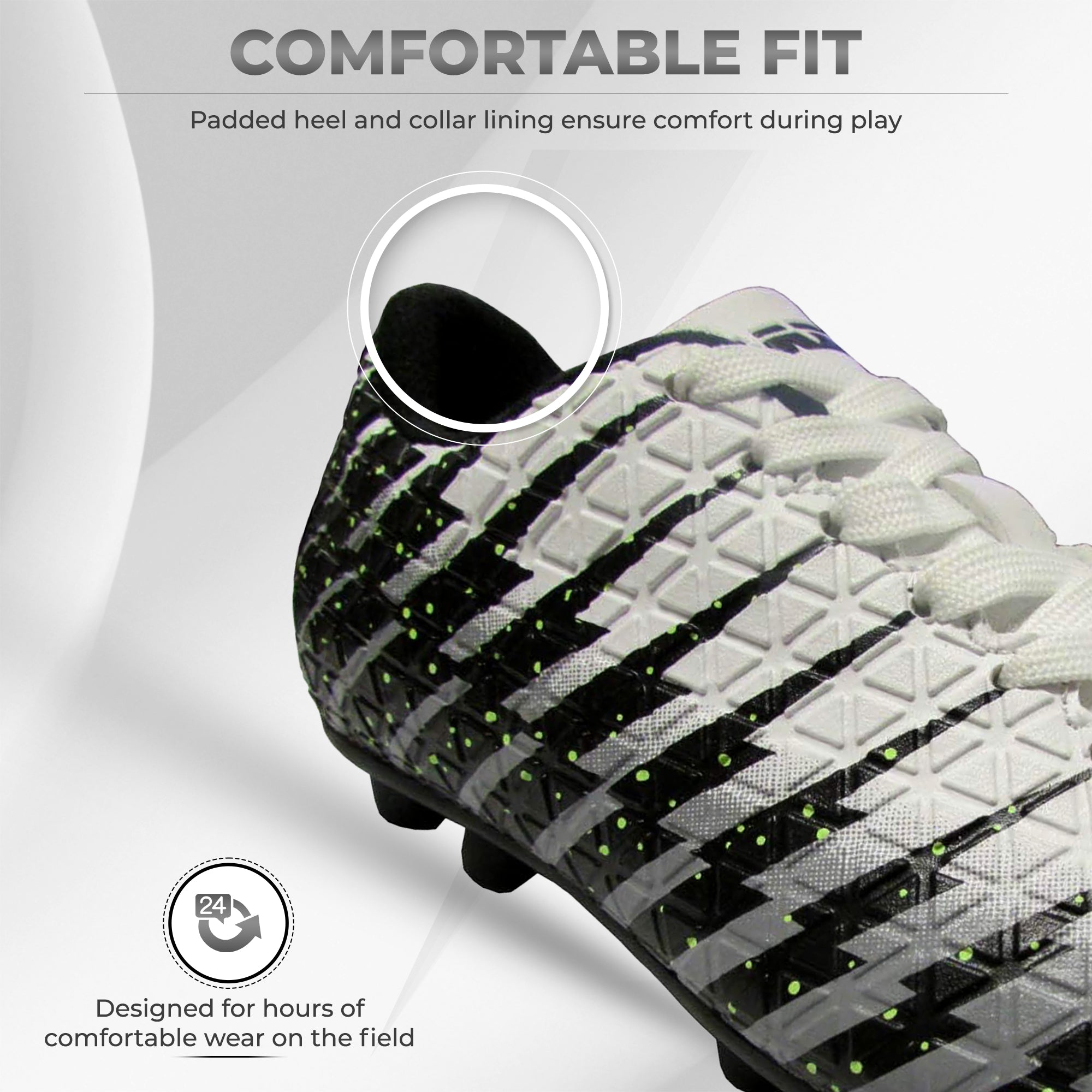 Bolt Firm Ground Soccer Shoes -White/Black/Silver