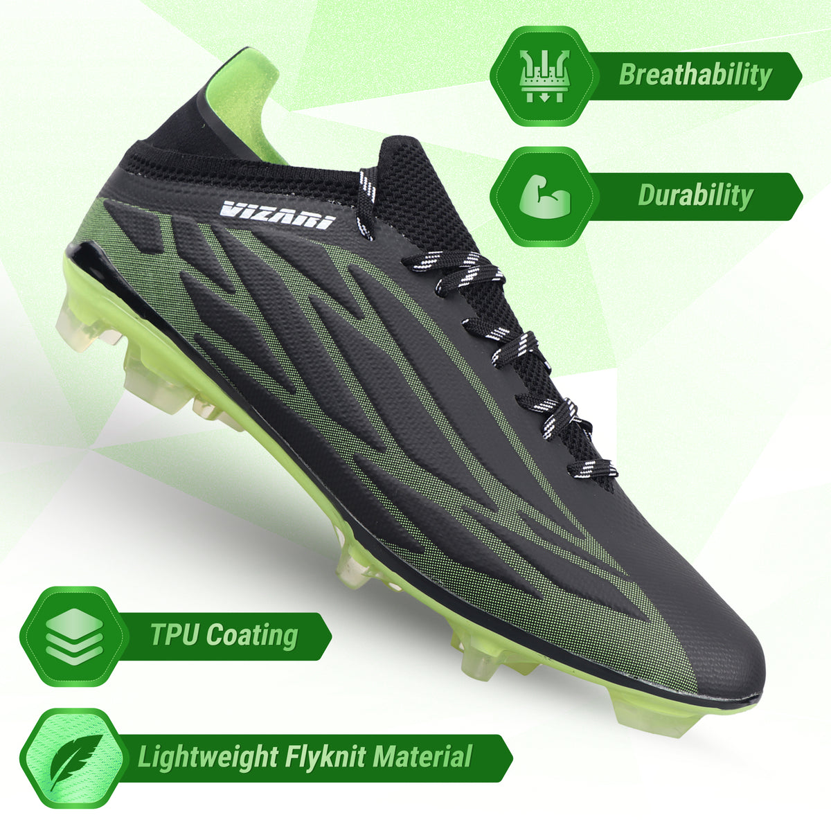Provo Adult Firm Ground Soccer Cleats - Black/Lime | FG Soccer