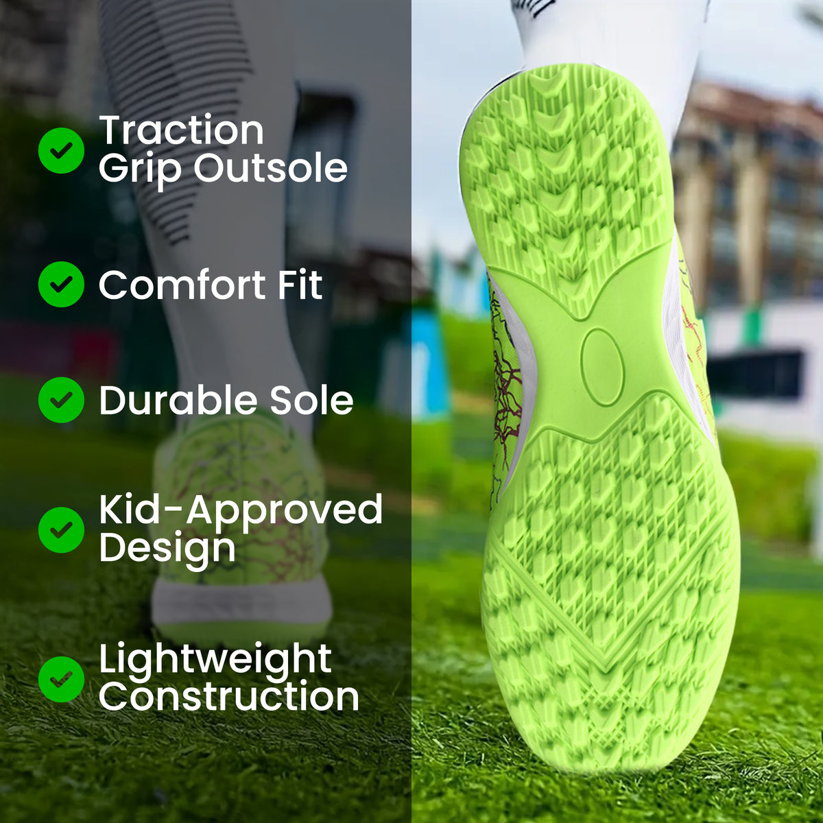 Buy Zodiac Velcro Junior Green Turf Soccer Cleats In USA | Vizari