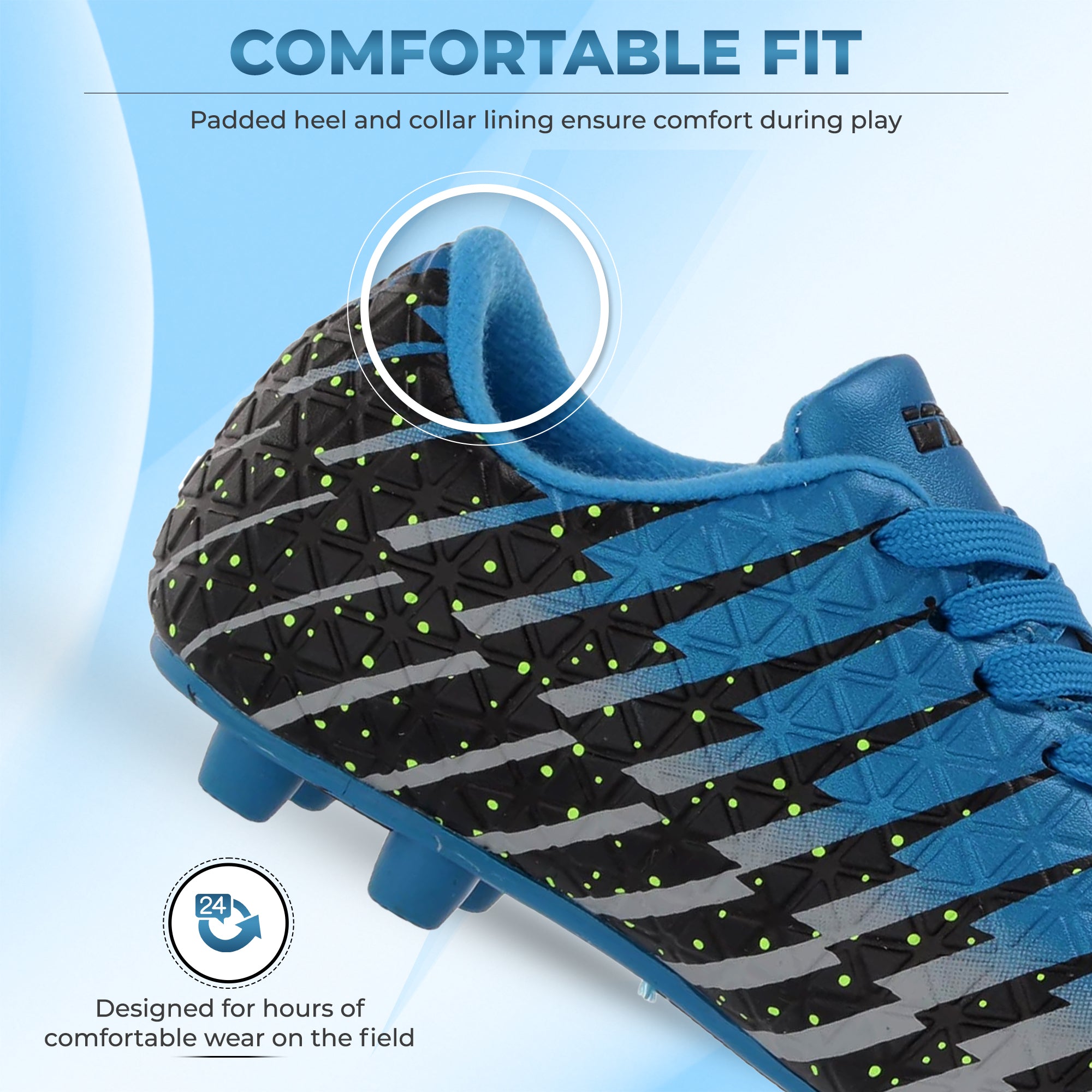 Bolt Firm Ground Soccer Shoes -Blue/Black/Silver