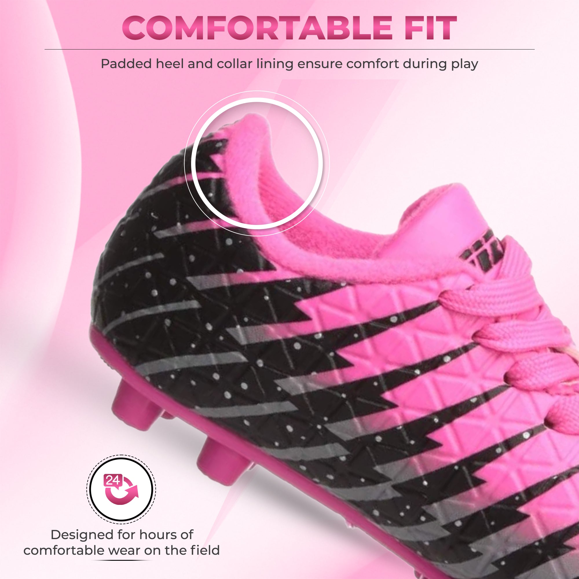 Bolt Firm Ground Soccer Shoes -Pink/Black/Silver