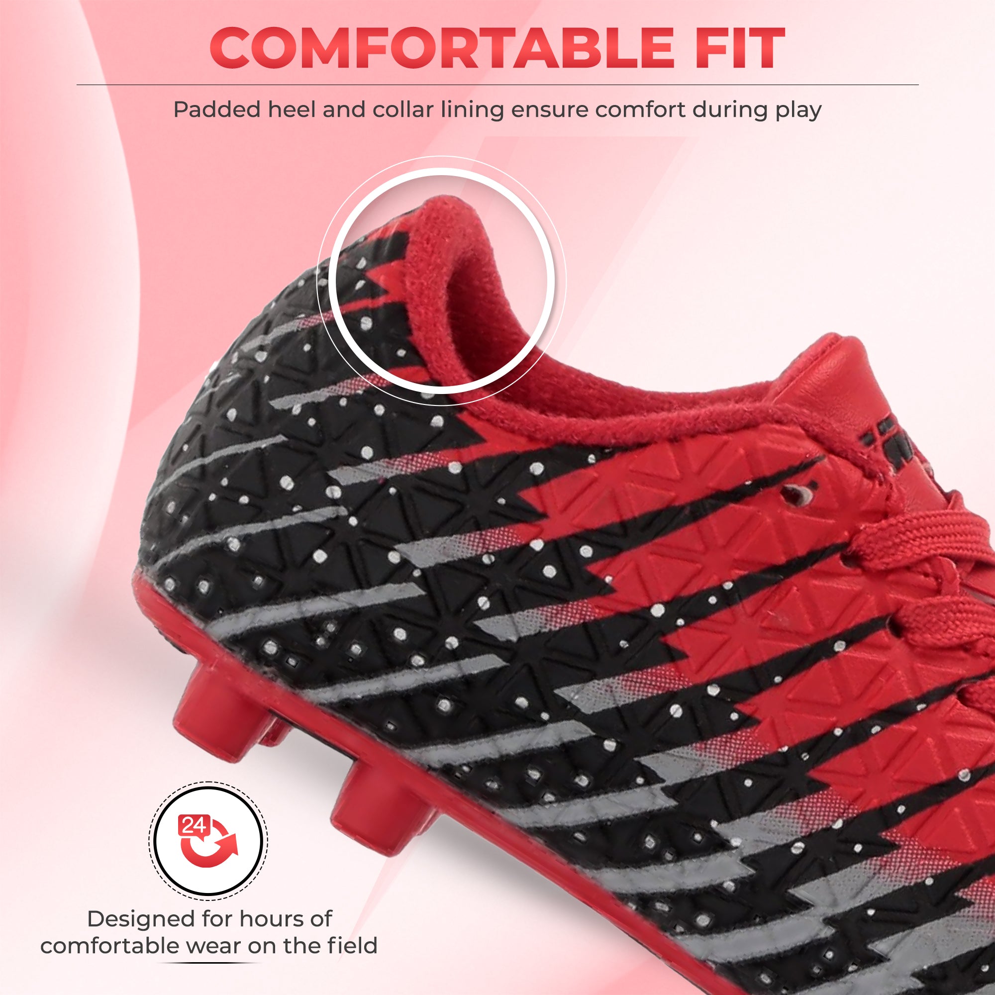 Bolt Firm Ground Soccer Shoes -Red/Black/Silver