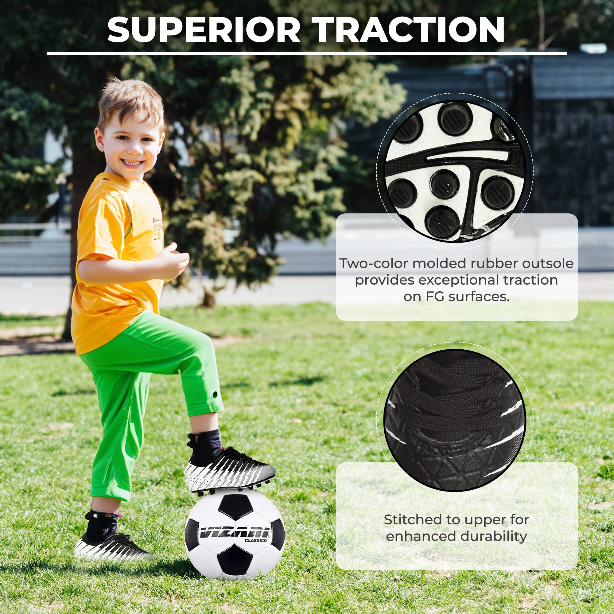 Bolt Firm Ground Soccer Shoes -Black/White/Silver