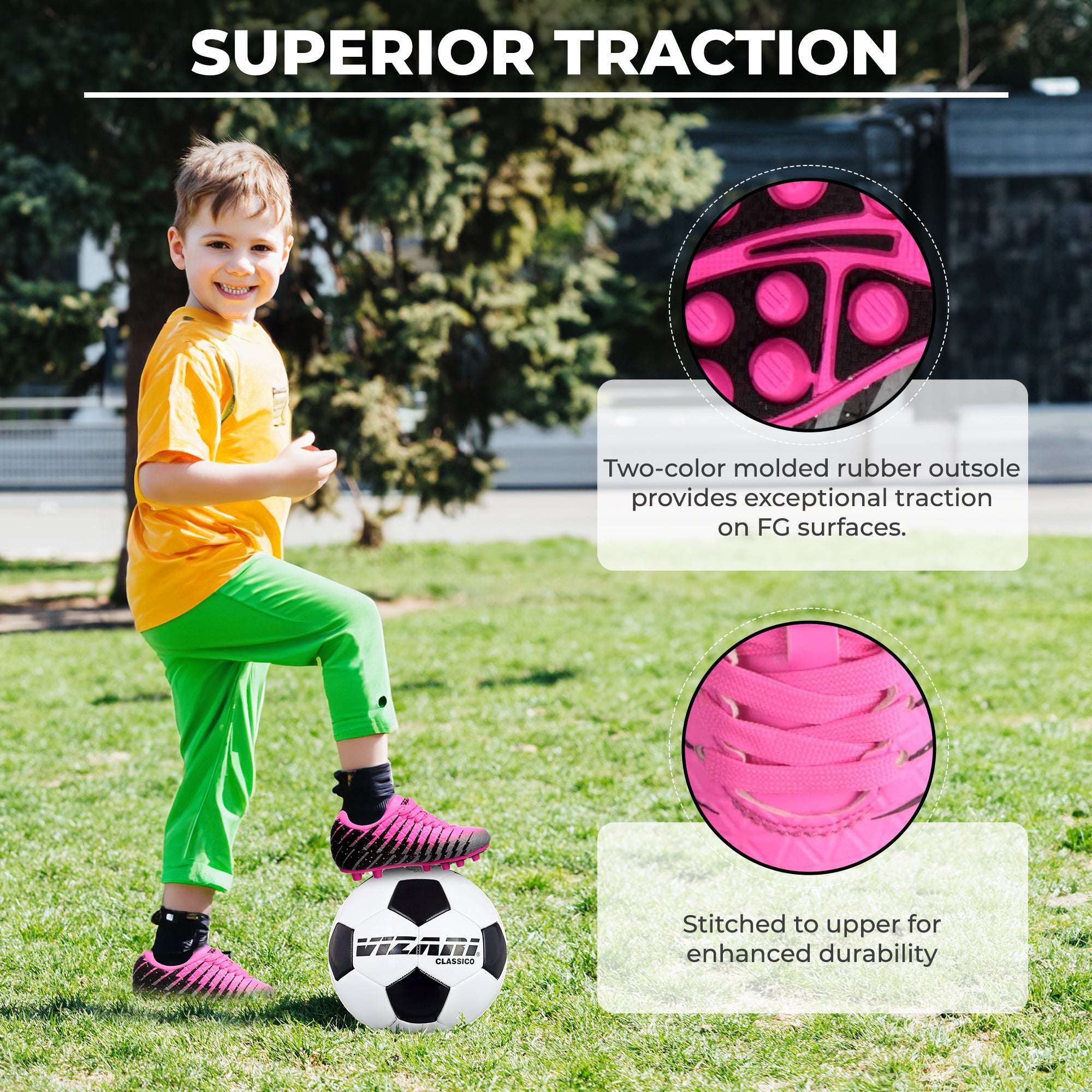 Bolt Firm Ground Soccer Shoes -Pink/Black/Silver