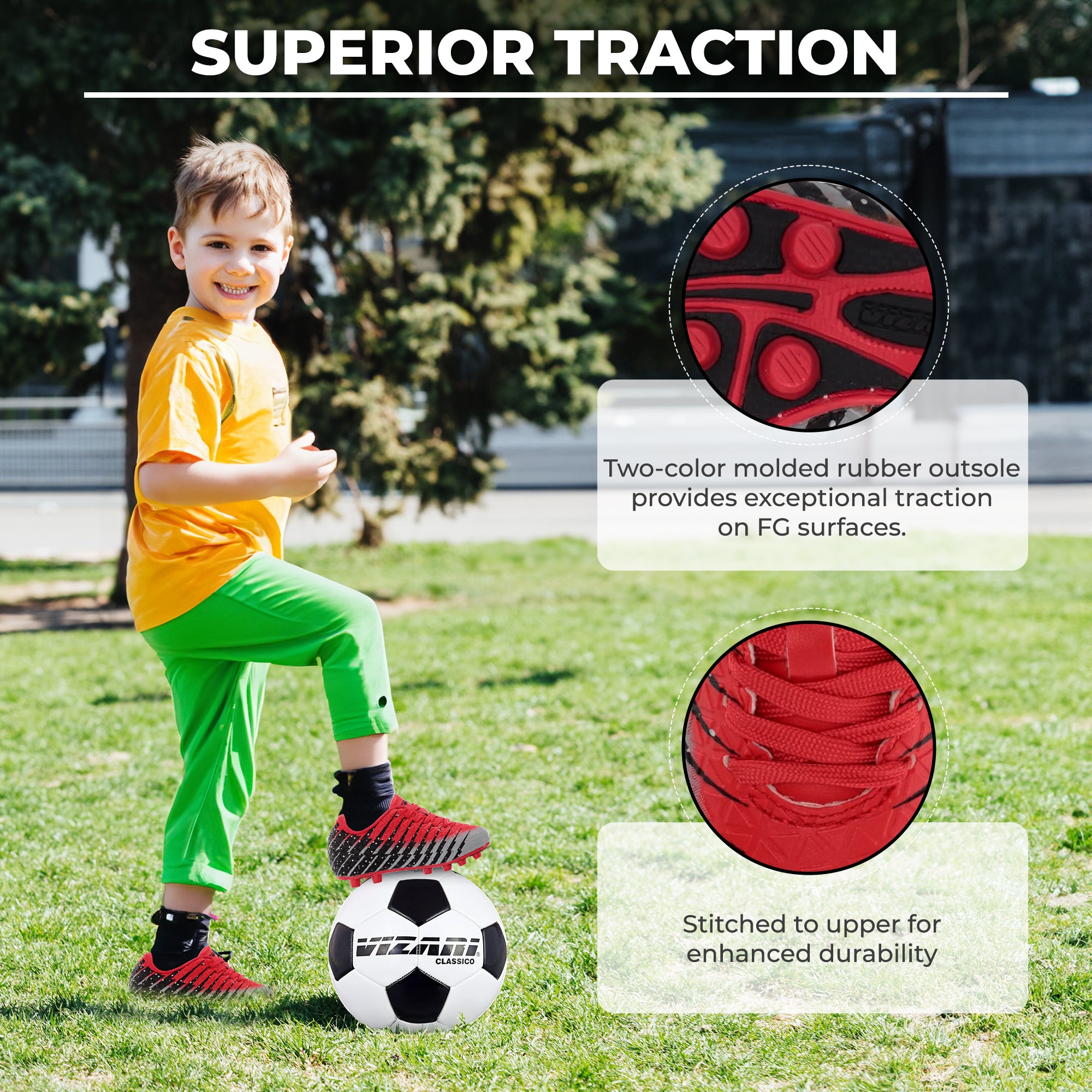 Bolt Firm Ground Soccer Shoes -Red/Black/Silver