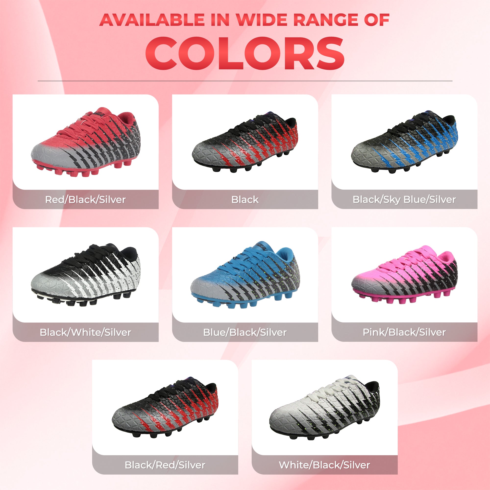Bolt Firm Ground Soccer Shoes -Red/Black/Silver