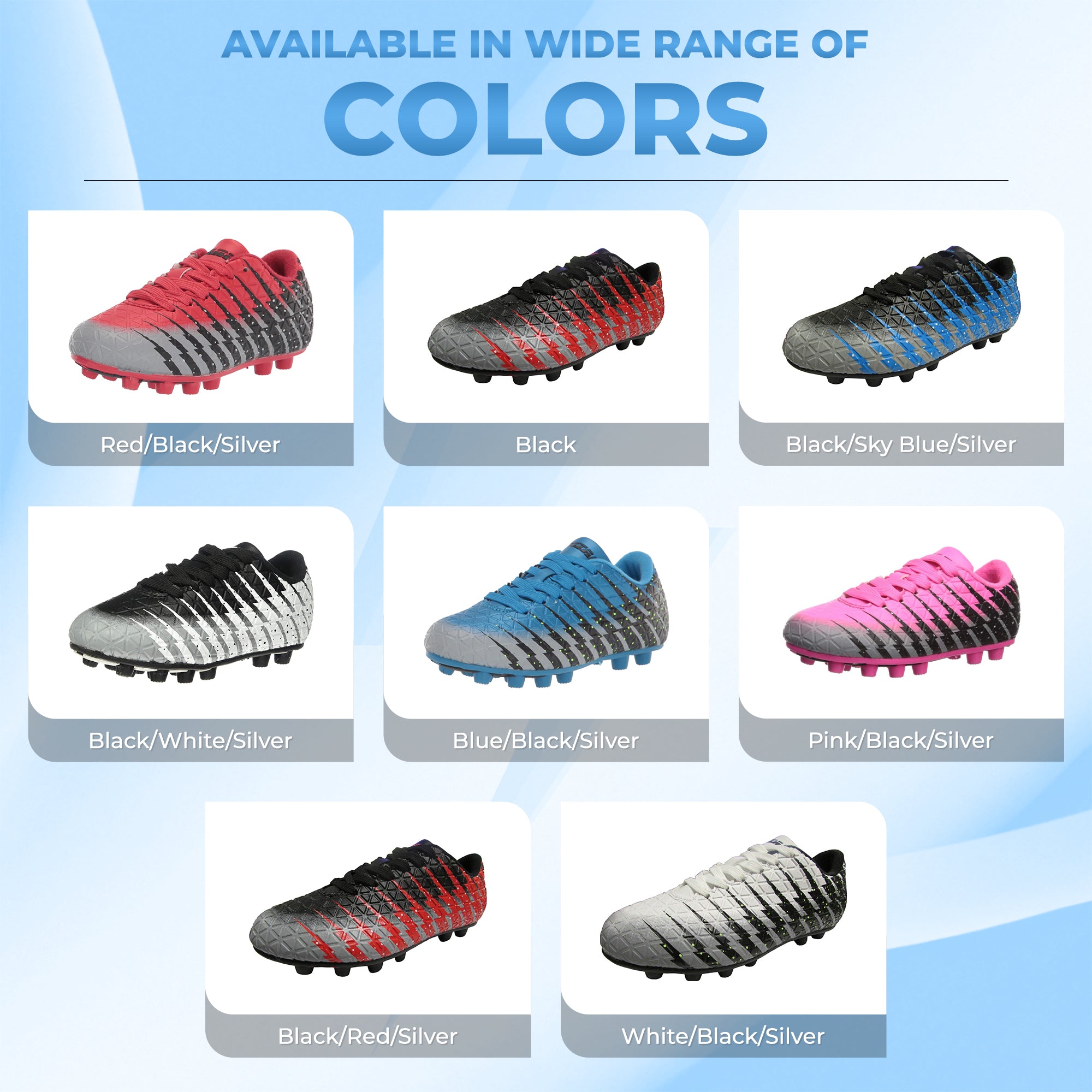 Bolt Firm Ground Soccer Shoes -Black/Sky/Silver