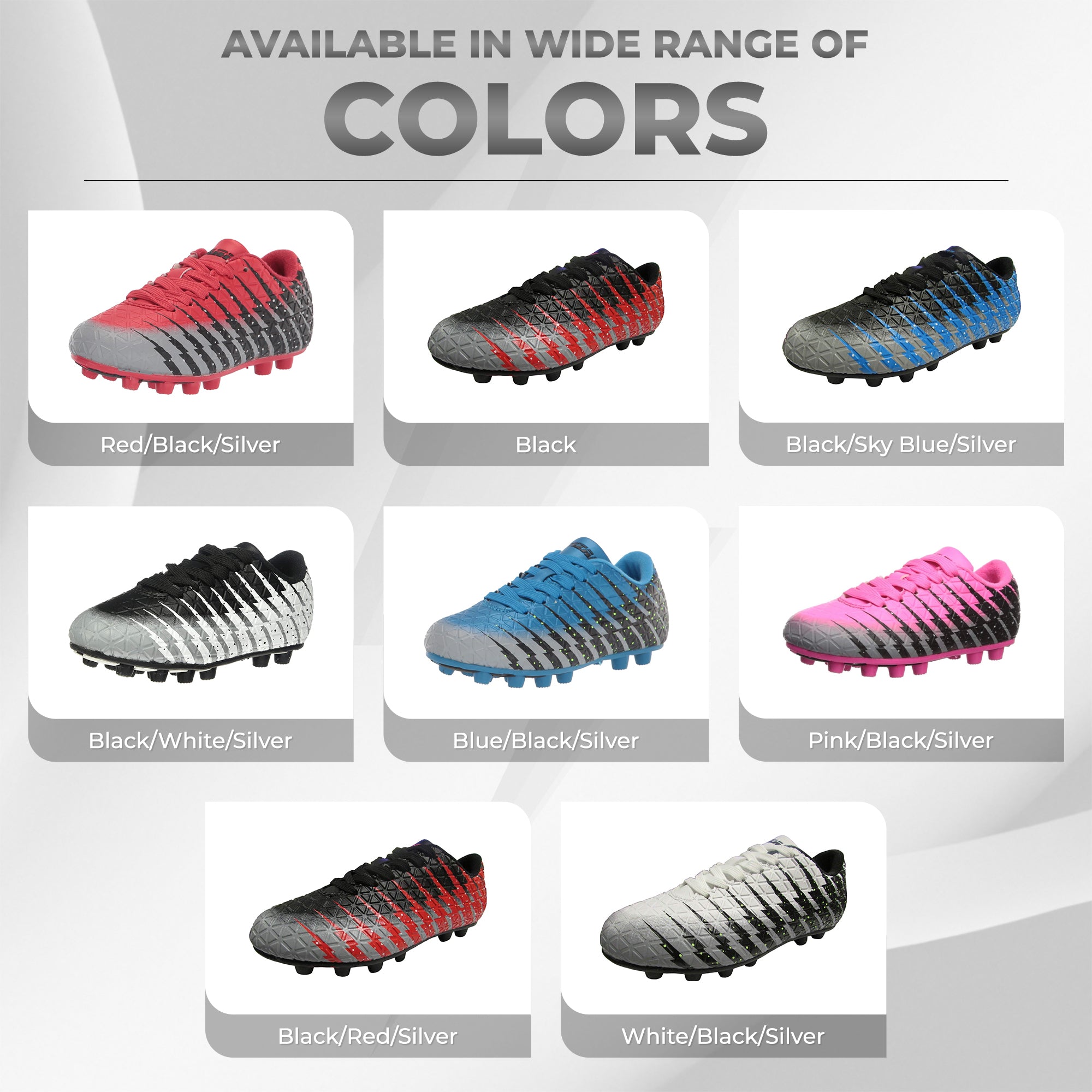 Bolt Firm Ground Soccer Shoes -Black/White/Silver