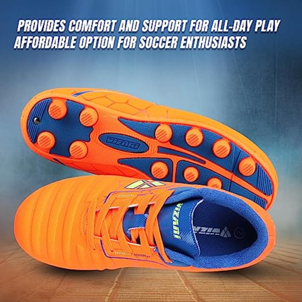 Catalina Junior Firm Ground Soccer Shoes-Orange/Royal/Lime