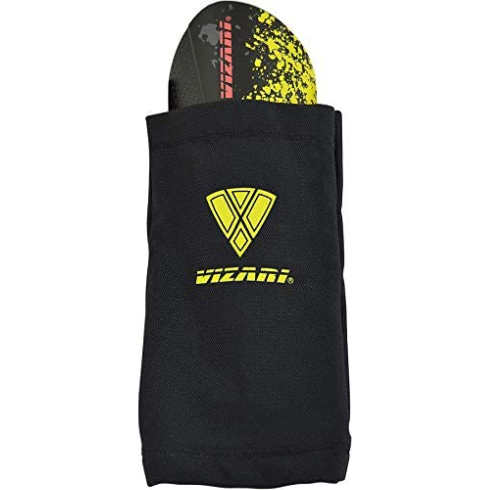 Elite Soccer Shin Guard with Compression Sleeve-Black/Yellow/Red