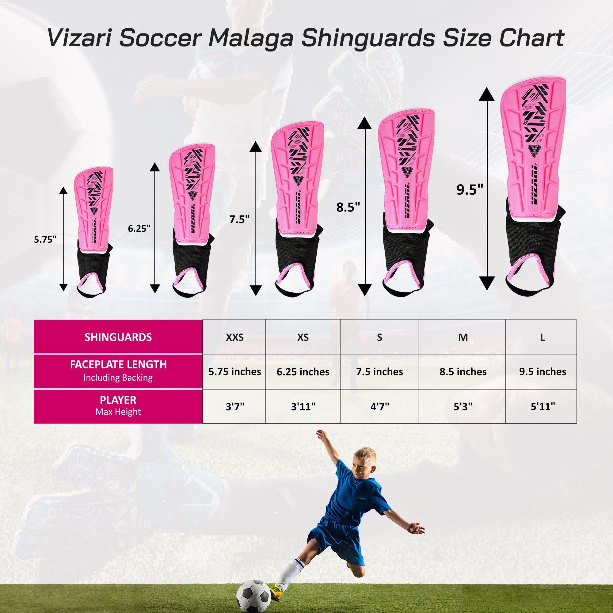 Malaga Soccer Shin Guard with Adjustable Straps-Pink
