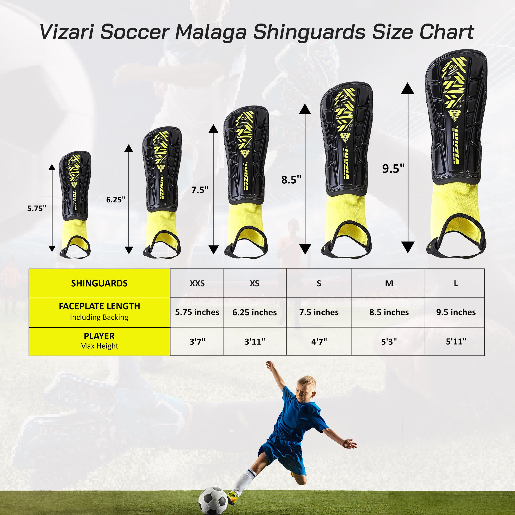 Malaga Soccer Shin Guard with Adjustable Straps-Black/Yellow