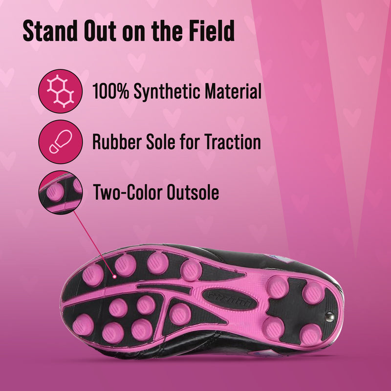 Shiny Retro Hearts Firm Ground Soccer Shoes -Black/Pink - Vizari Sports