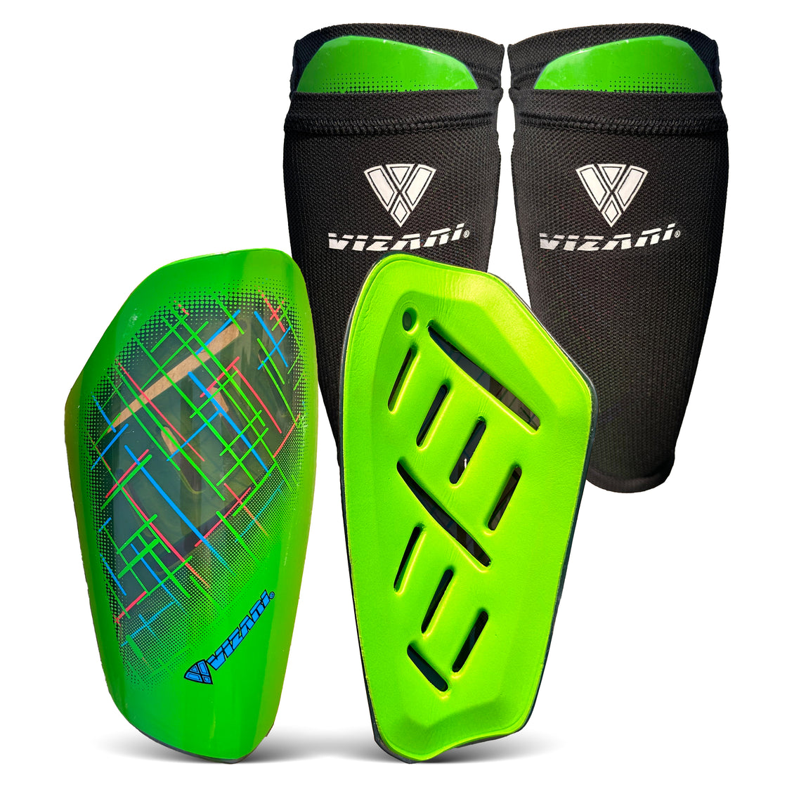 Soquel Soccer Slip in Shin Guard with Pocketed Sleeve-Green/Black - Vizari Sports