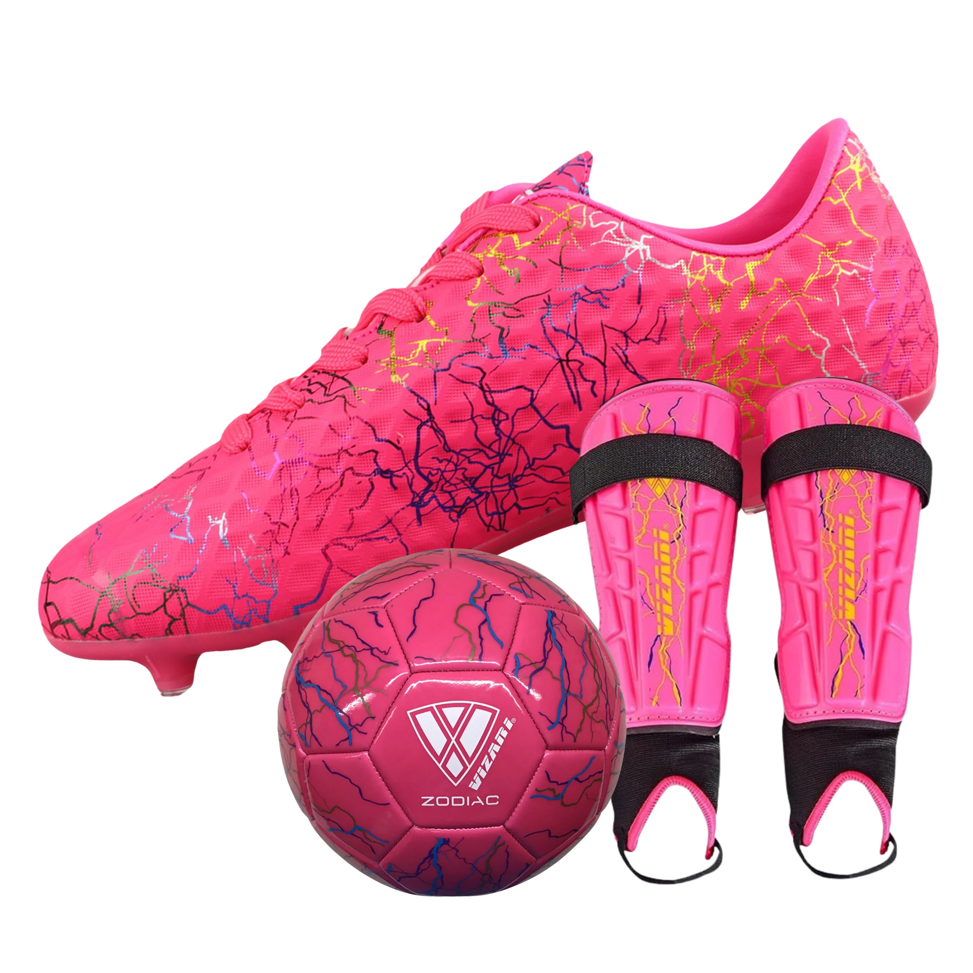 Vizari Zodiac Fg Youth Soccer Shoes with Two Pair of Socks - Pink