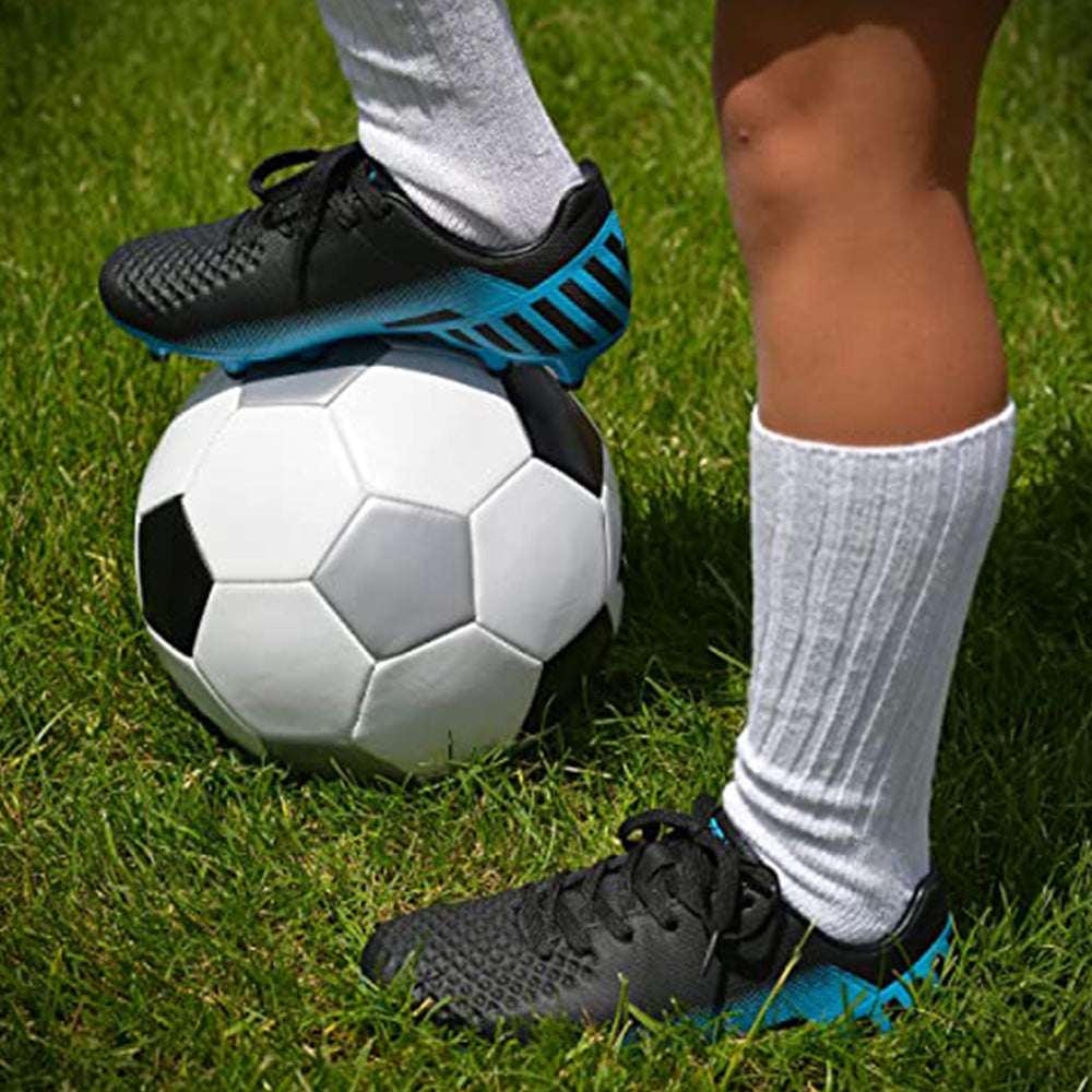 Santos JR. Firm Ground Soccer Shoes -Black/Sky Blue - Vizari Sports