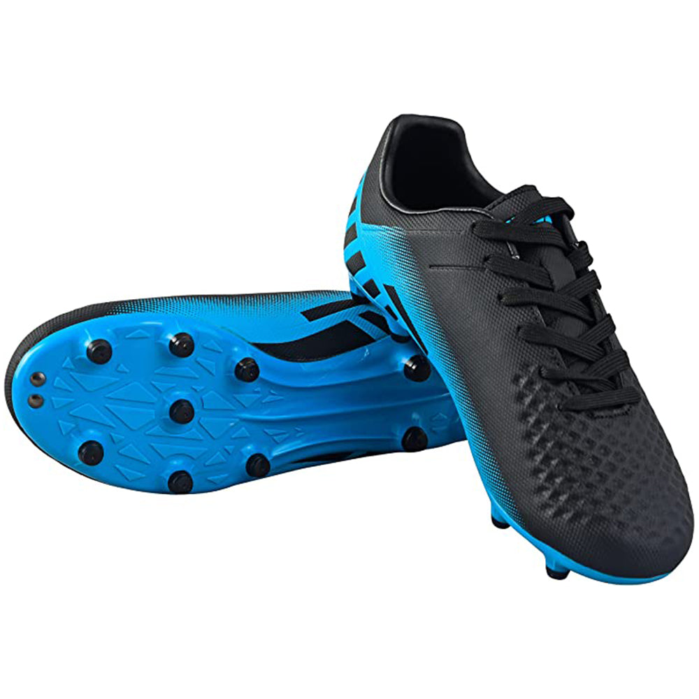 Santos Junior Firm Ground Soccer Shoes - Black/Sky Blue