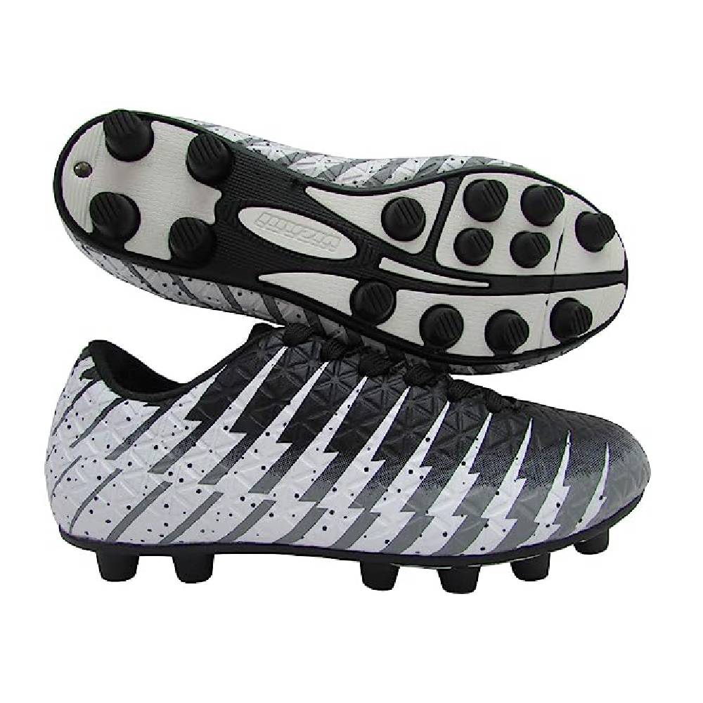 Bolt Firm Ground Kids Soccer Cleats - Black/White/Silver