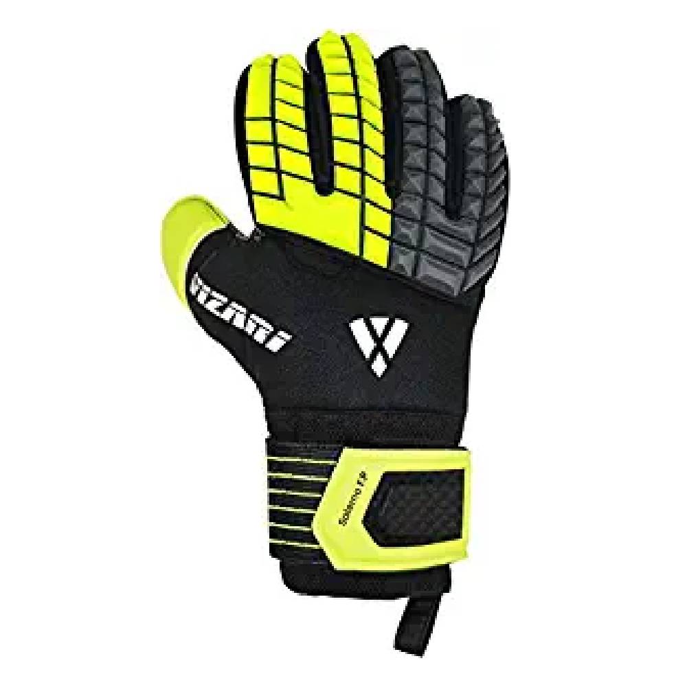 Salerno F.P. Goalkeeper Gloves w/ Finger Support Protection-Black/Yellow/Grey - Vizari Sports