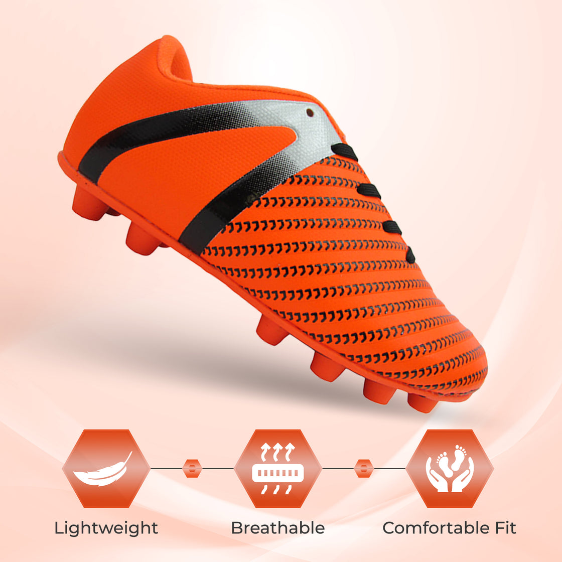Impact Firm Ground Soccer Shoes -Orange/Silver - Vizari Sports