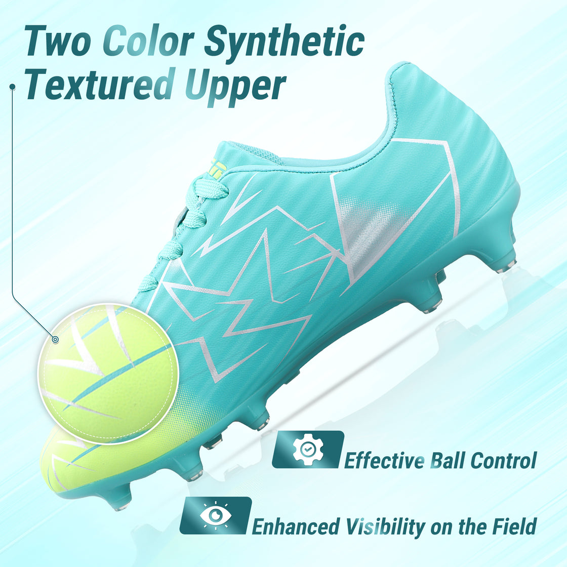 Lucia Junior Firm Ground Soccer Cleats - Aqua/Lime - Vizari Sports