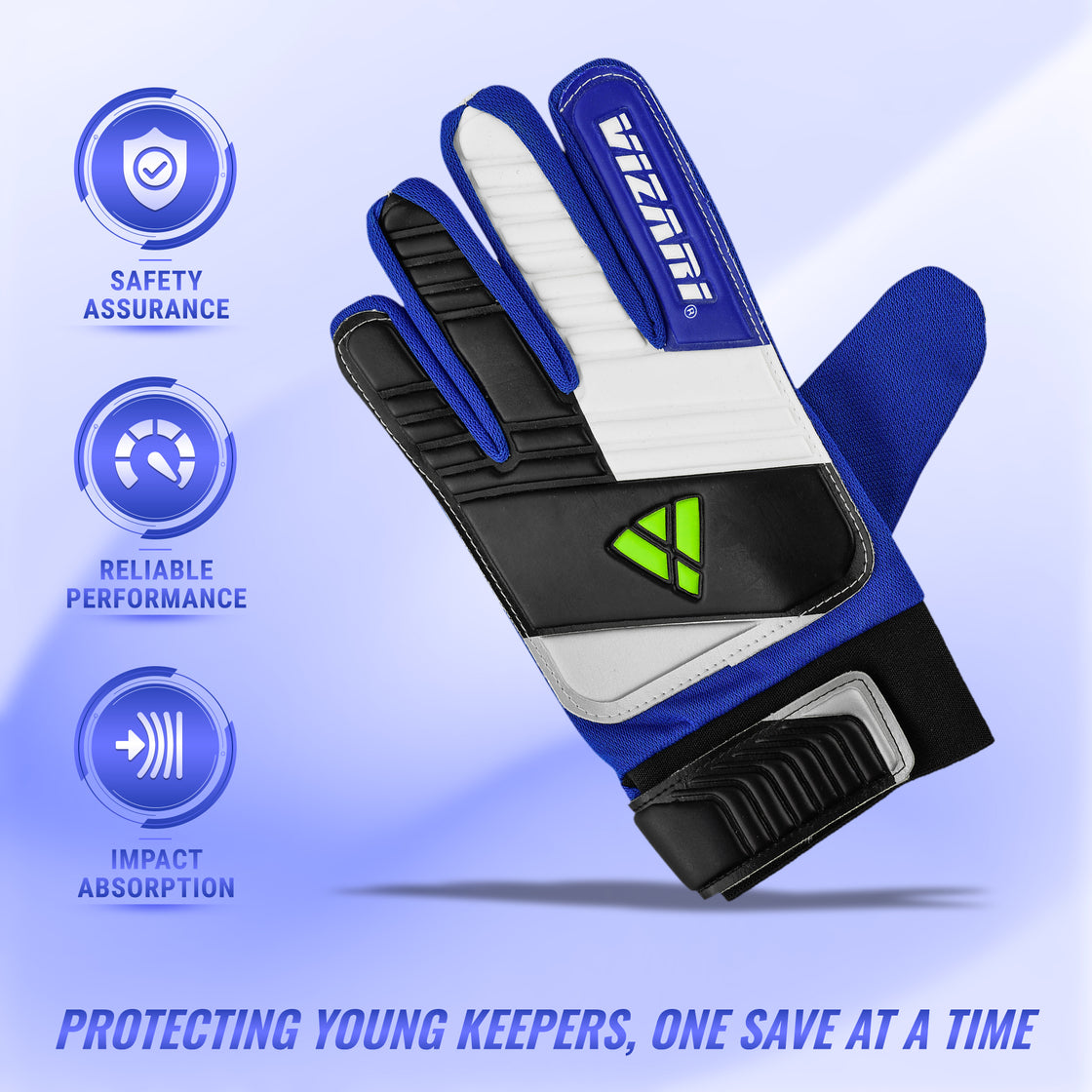 Junior Keeper Gloves-Blue/White/Black - Vizari Sports