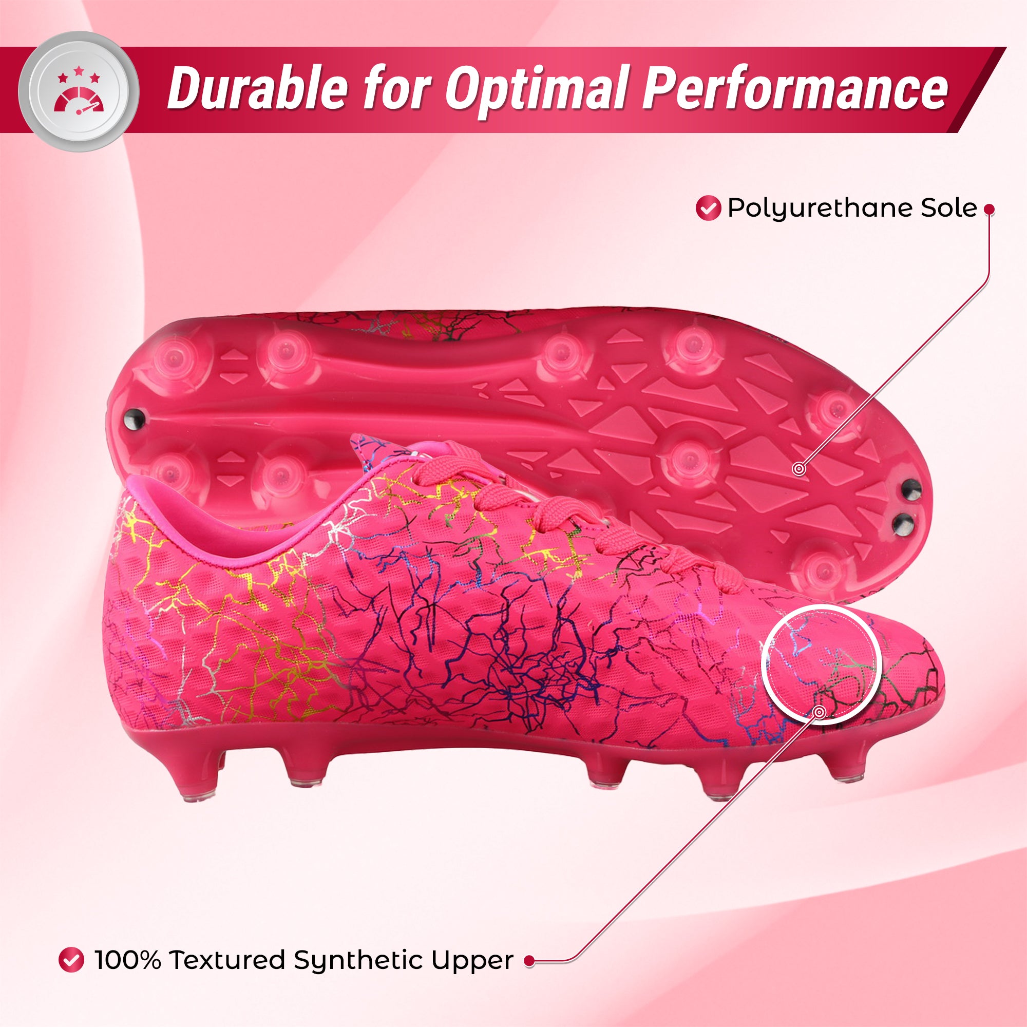 Vizari Zodiac Fg Youth Soccer Shoes with Two Pair of Socks - Pink