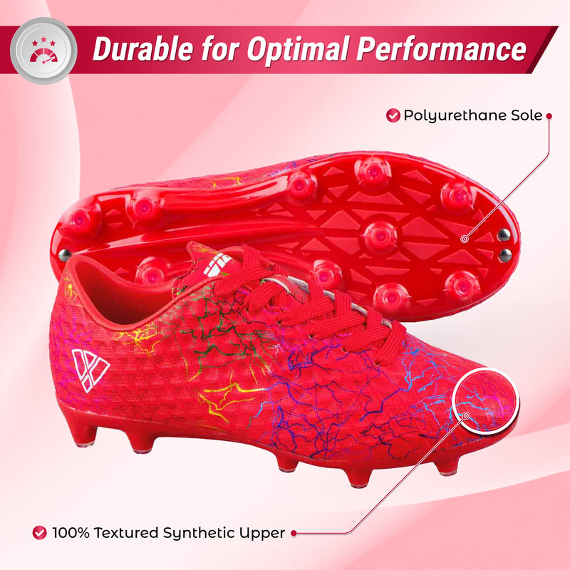 Vizari Zodiac JR red kids soccer cleat, inner side view