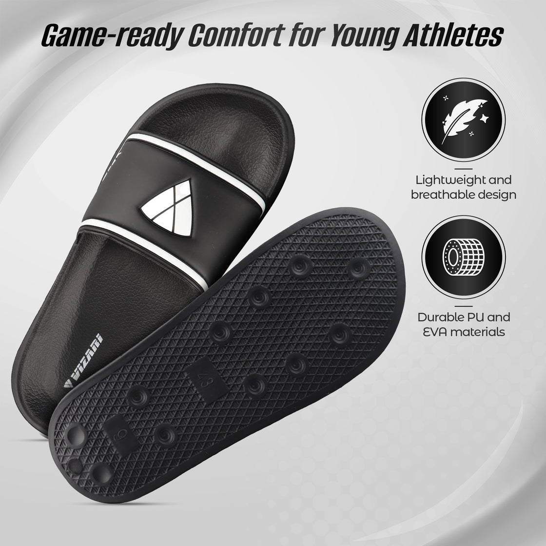 Adult Soccer Slide Sandals - Black - Vizari Sports