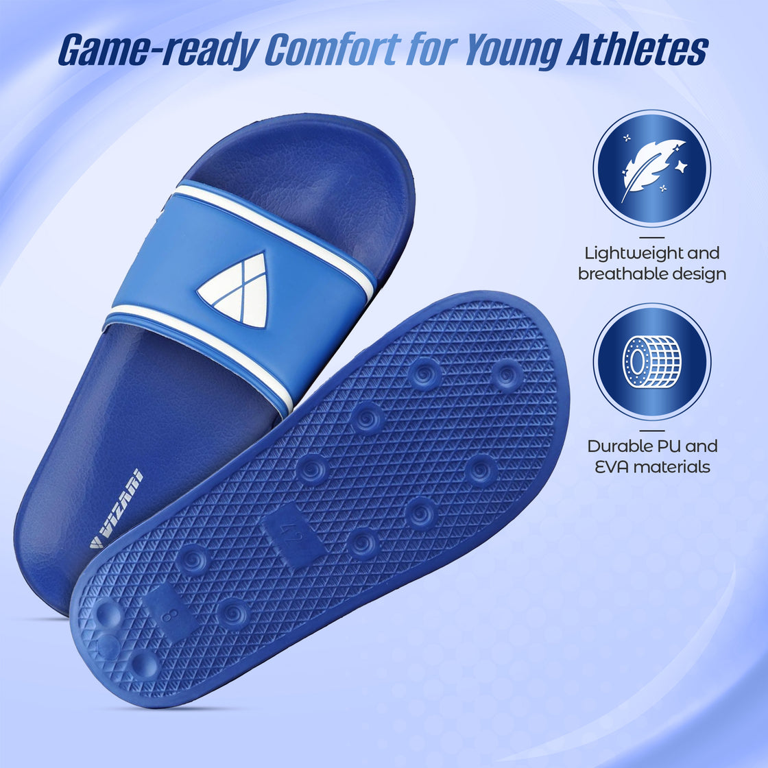 Youth Soccer Slide Sandals-Blue - Vizari Sports