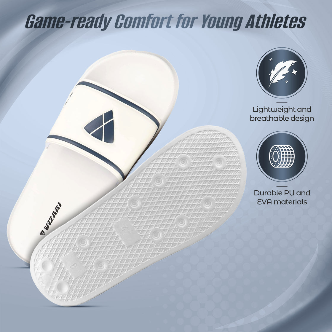 Adult Soccer Slide Sandals - White - Vizari Sports