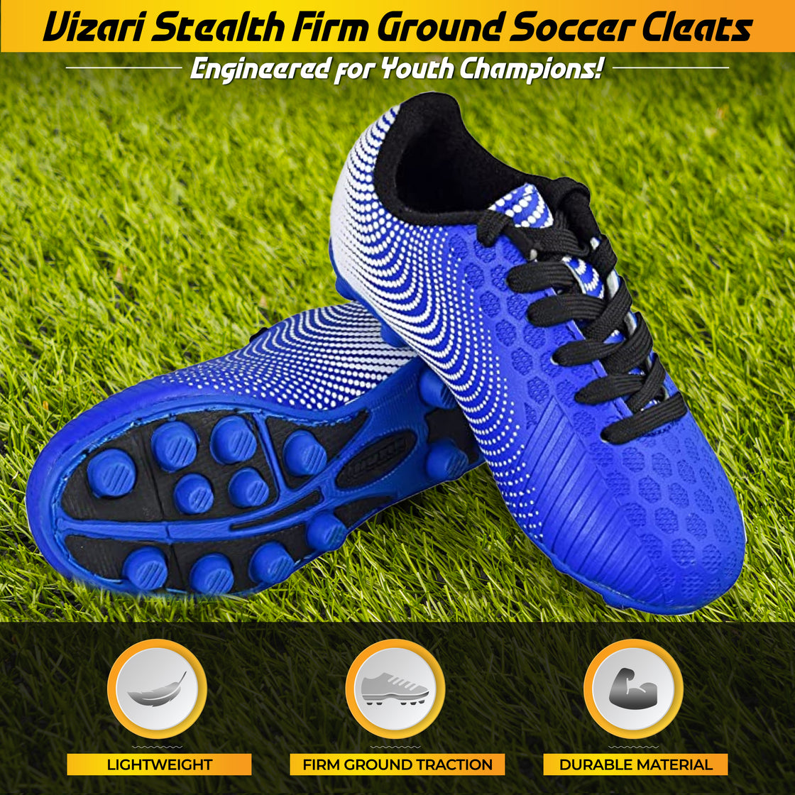 Stealth Firm Ground Soccer Shoes -Blue/White - Vizari Sports