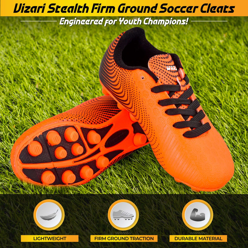 Stealth Firm Ground Soccer Shoes -Orange/Black - Vizari Sports