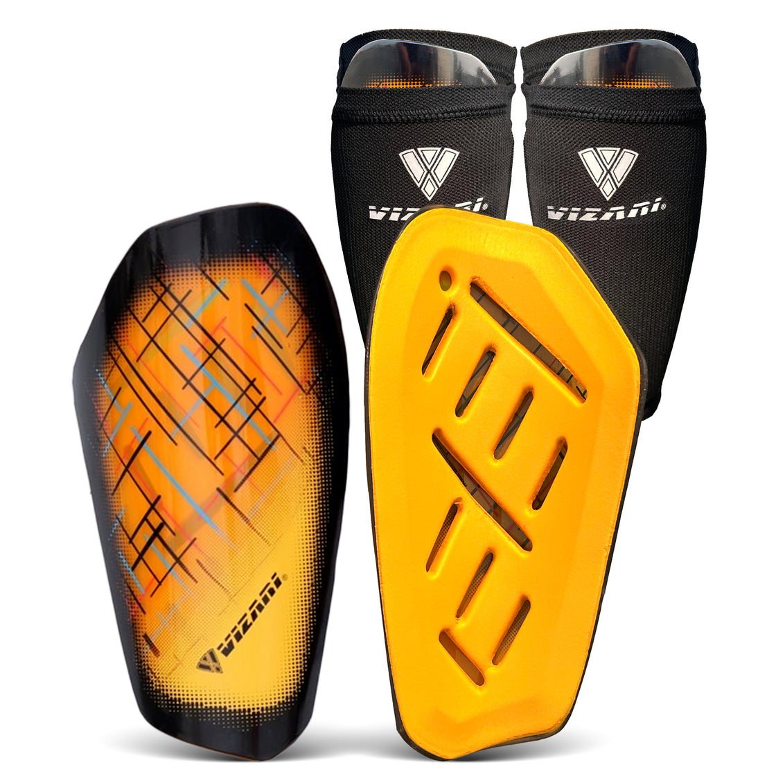 Soquel Soccer Slip in Shin Guard with Pocketed Sleeve-Orange/Black - Vizari Sports