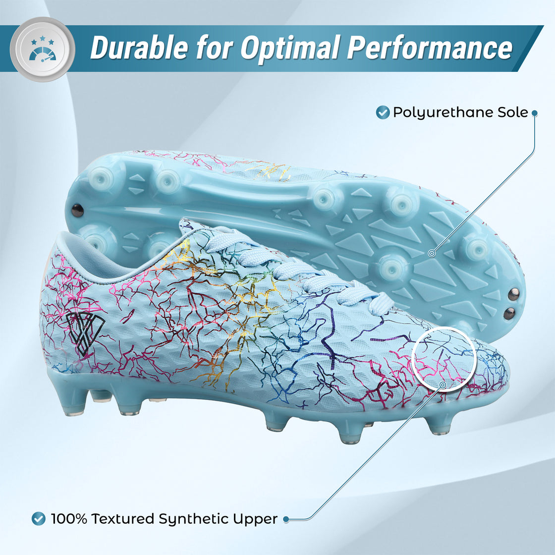 Zodiac Junior Firm Ground Soccer Shoes - Sky Blue