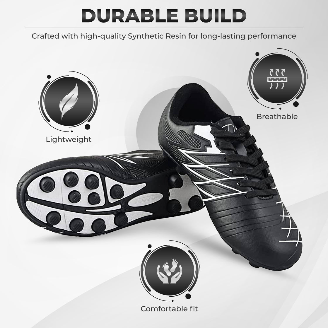 Boca Firm Ground Soccer Shoes -Black/White - Vizari Sports