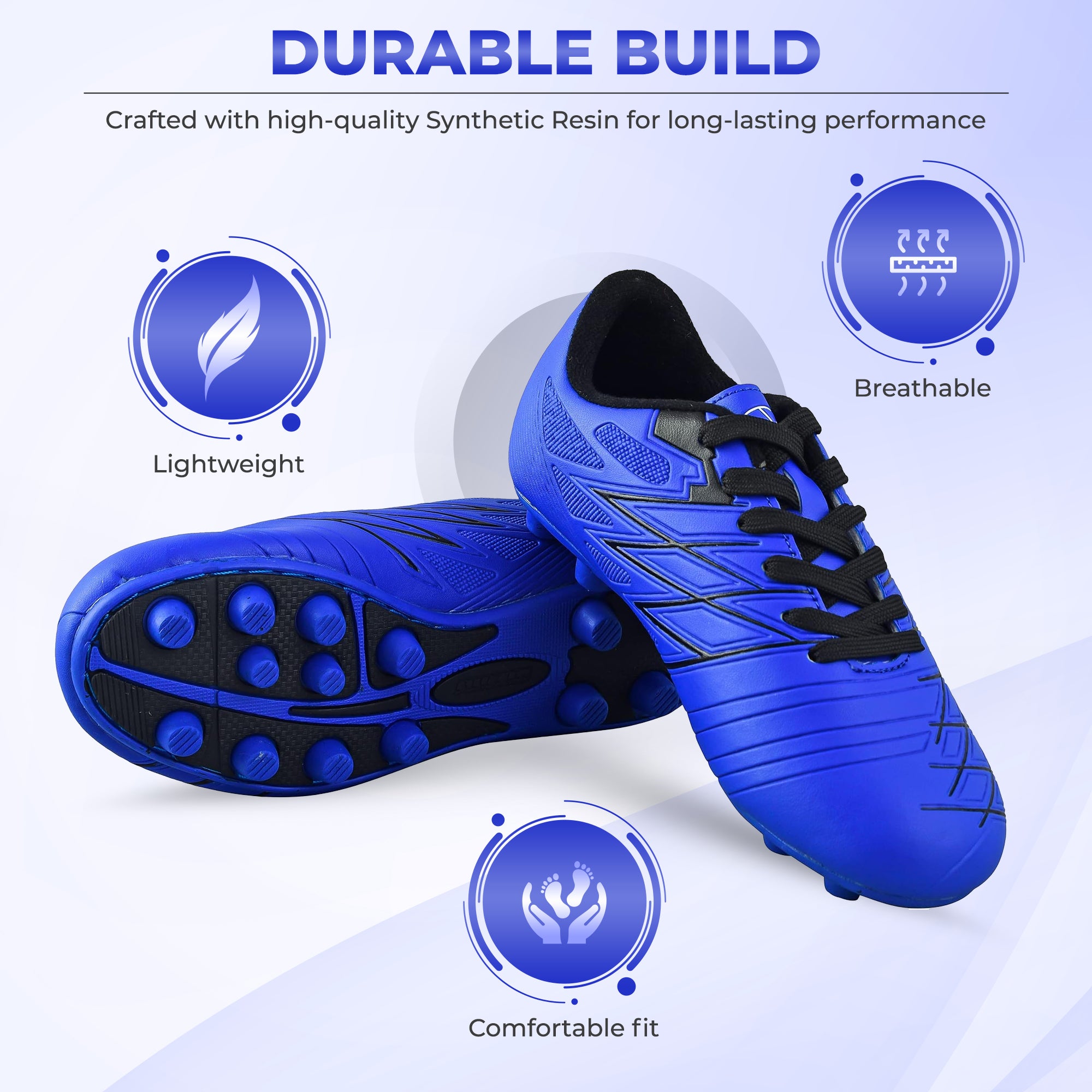 Boca Firm Ground Soccer Cleats - Blue/Black