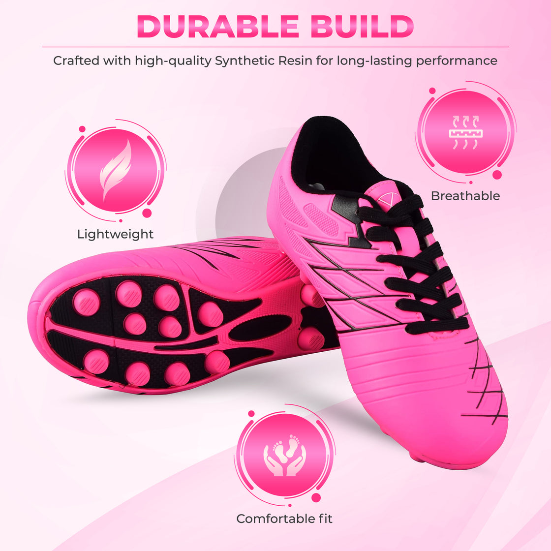 Boca Firm Ground Soccer Shoes - Pink/Black - Vizari Sports