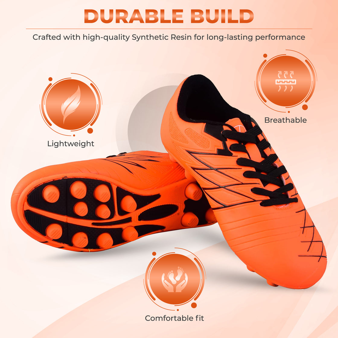 Boca Firm Ground Soccer Cleats - Orange/Black - Vizari Sports