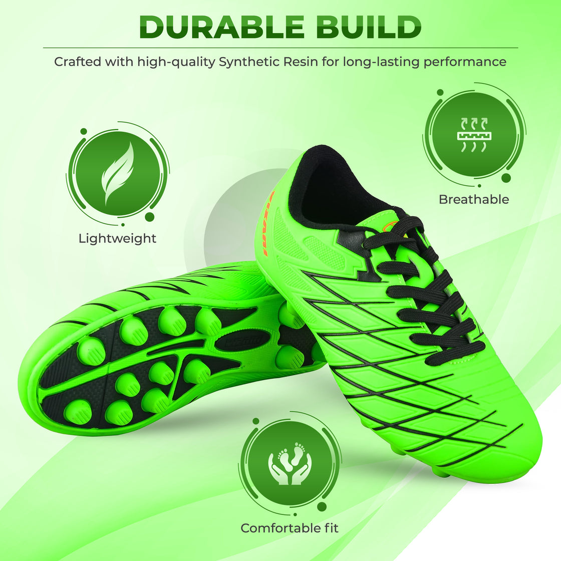 Boca Firm Ground Soccer Cleats - Green/Black - Vizari Sports