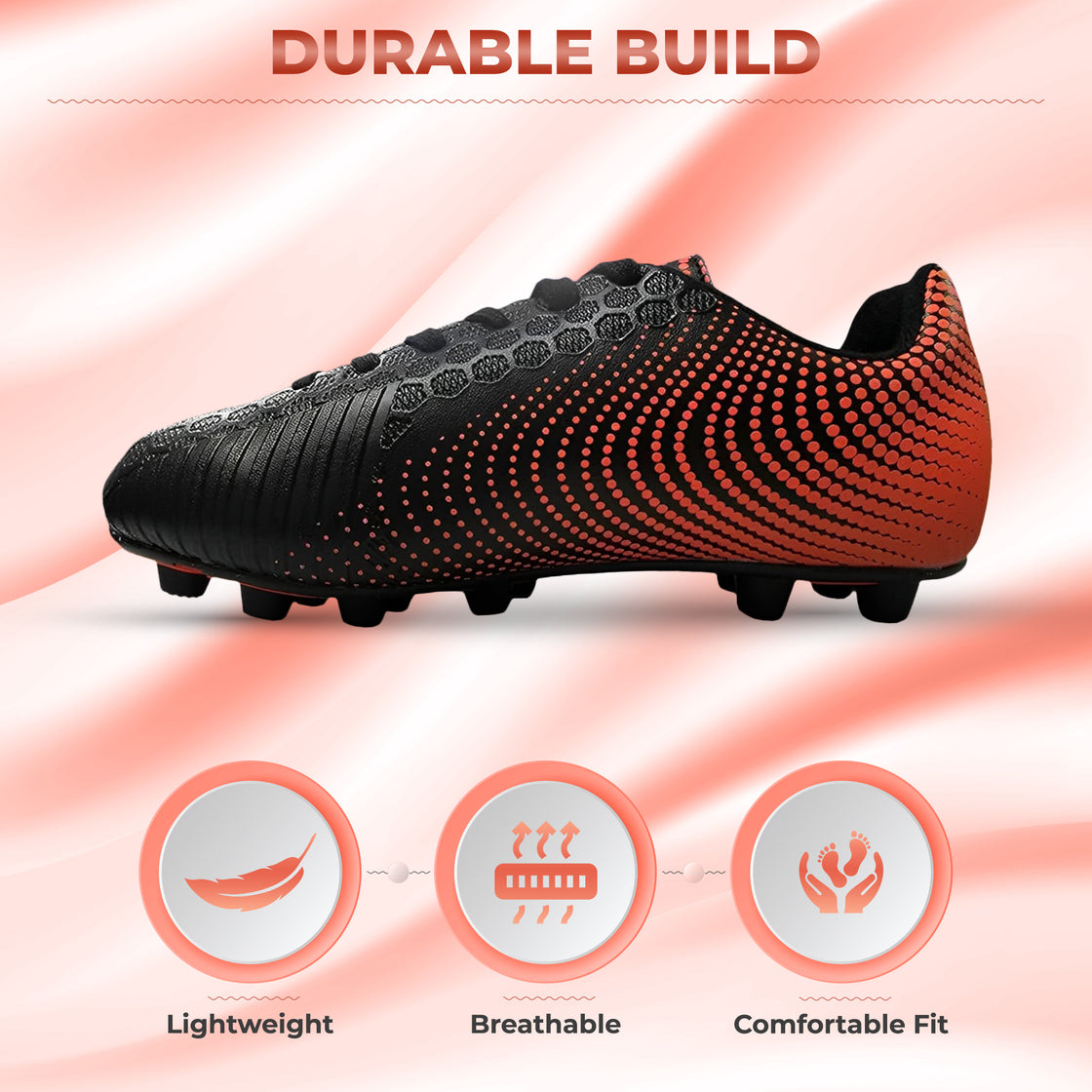 Stealth Firm Ground Soccer Shoes -Black/Orange - Vizari Sports