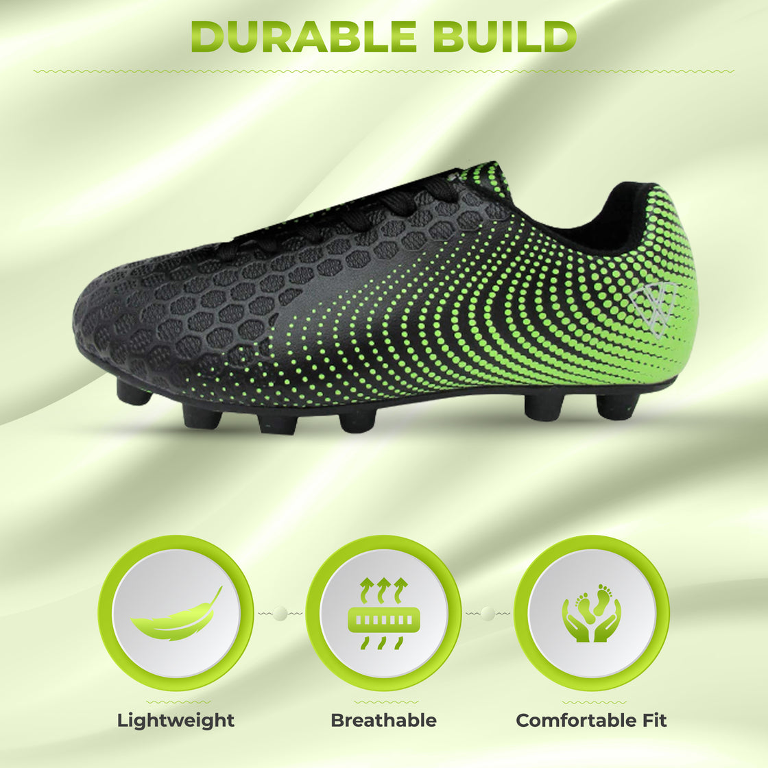 Stealth Firm Ground Soccer Shoes -Black/Green - Vizari Sports