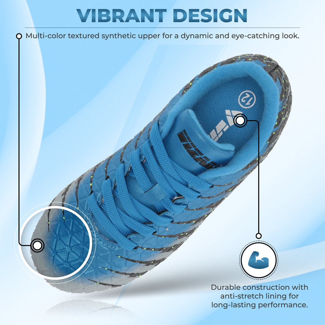 Bolt Firm Ground Soccer Shoes -Blue/Black/Silver - Vizari Sports