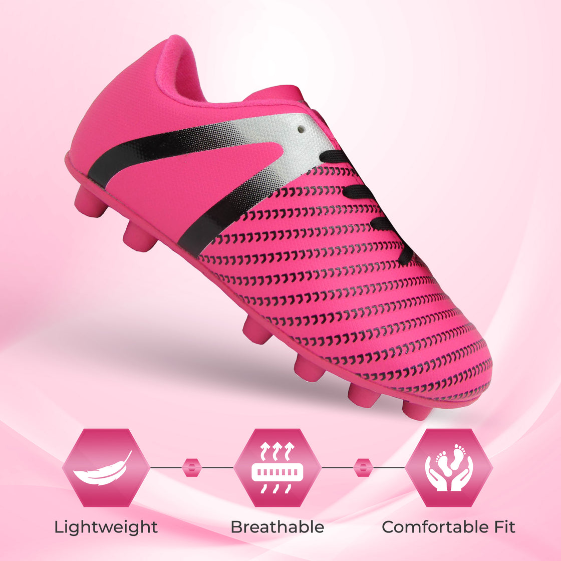 Impact Firm Ground Soccer Shoes -Pink/Silver - Vizari Sports