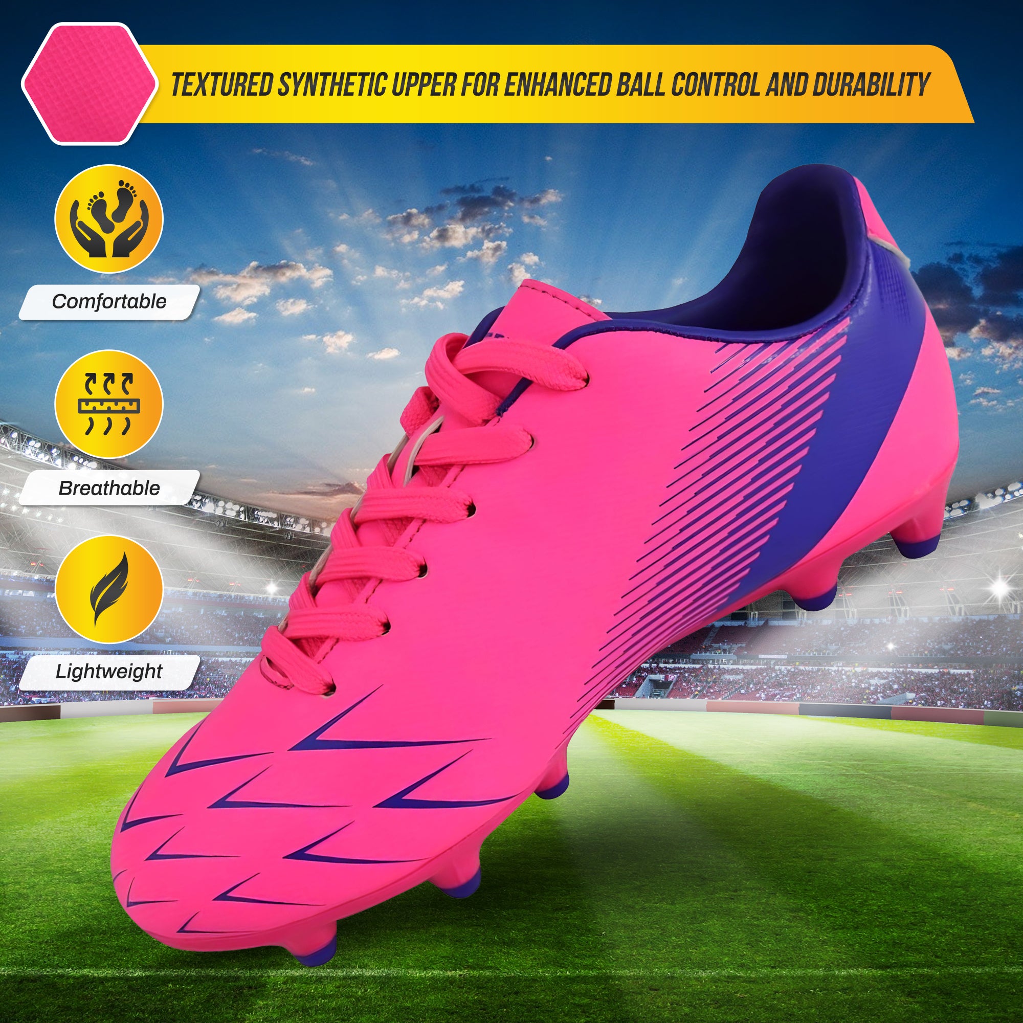 Ranger Firm Ground Soccer Shoes - Pink/Purple