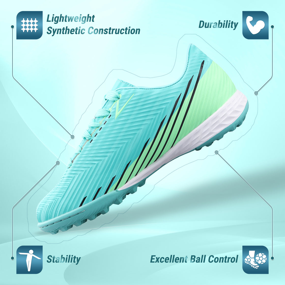 Tesoro Youth Turf Soccer Shoes - Aqua/Mint - Vizari Sports