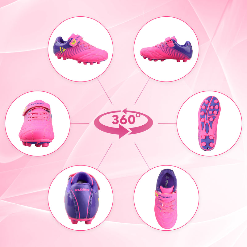 Loma Velcro Firm Ground Soccer Cleats - PInk/Purple - Vizari Sports