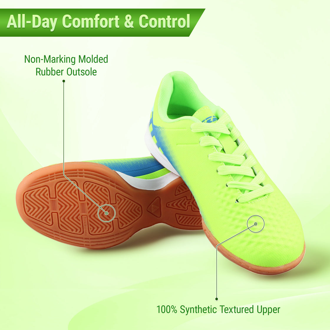 Santos JR Indoor Soccer Shoes -Green/Blue - Vizari Sports