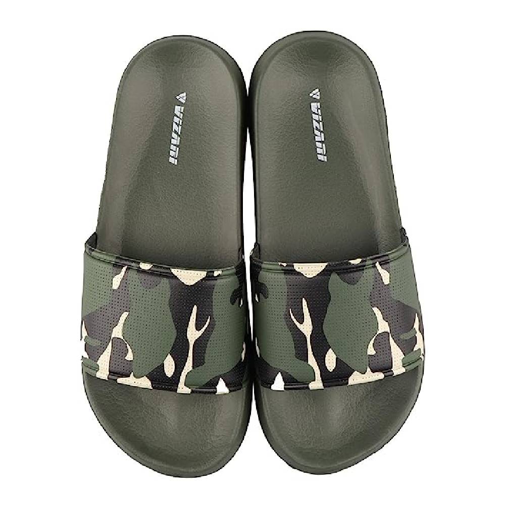 Youth Camo Soccer Slide Sandals - Green Khaki